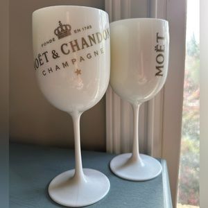Pair of large acrylic Moët & Chandon wine glasses